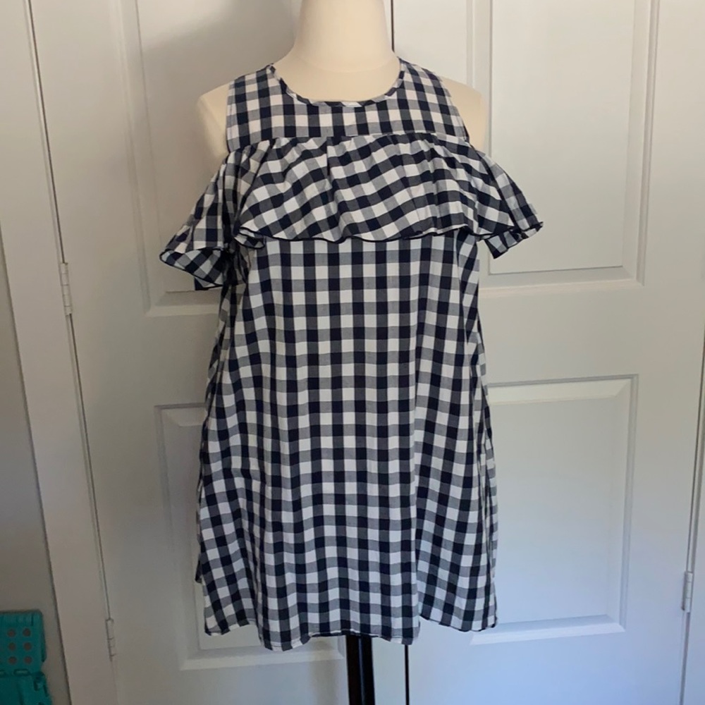 Navy and White Gingham Dress